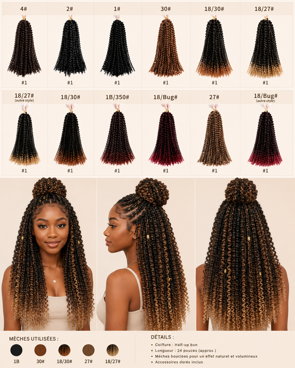 Cheveux Synthétiques Bouclés Premium | Extensions & Mèches Haute Qualité